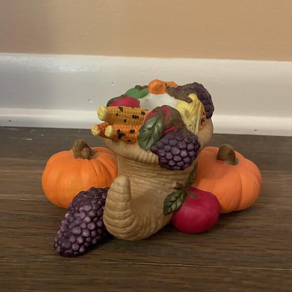 PartyLite Cornucopia Pumpkin Votive Candle Holders Set of 2 Fall Harvest Decor - Picture 2 of 8
